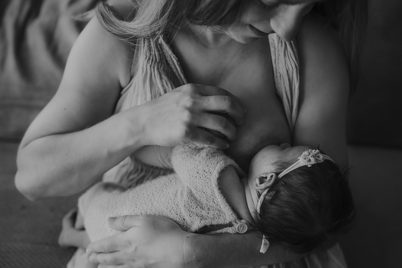 Maternity Photography, Black and white images of mother breastfeeding