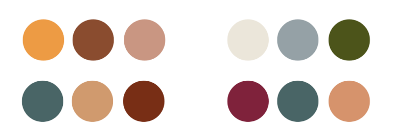 Graphic of dots showing what colours to wear for your family photo session